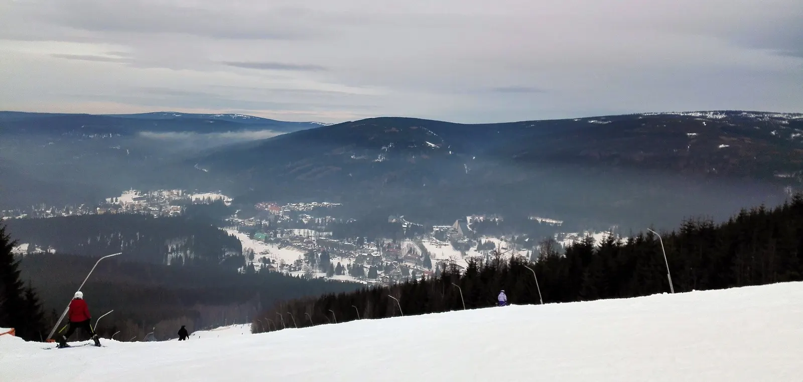 View to Harrachov from the Čertova hora mountain (Liberec Region, Czechia).